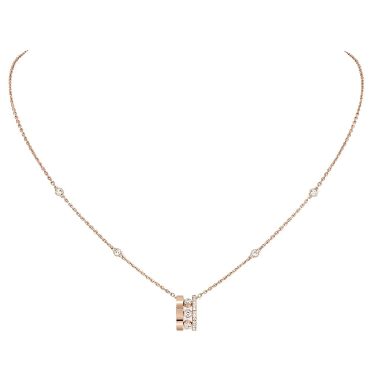 NECKLACE DIAMOND ROSE GOLD MOVE ROMANE PENDANT