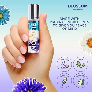 New Blossom Scented Roll on Lip Gloss, Infused with Real Flowers, Made in USA, 0.20 fl. oz./5.9ml, Raspberry