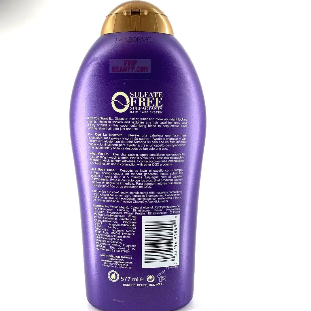OGX Thick & Full   Biotin & Collagen Extra Strength Volumizing Conditioner  19.5 oz