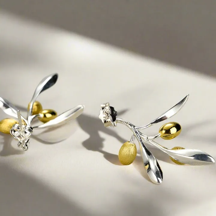 Olive Fruit & Leaves Earrings