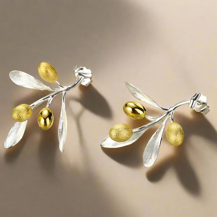 Olive Fruit & Leaves Earrings