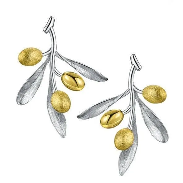 Olive Fruit & Leaves Earrings