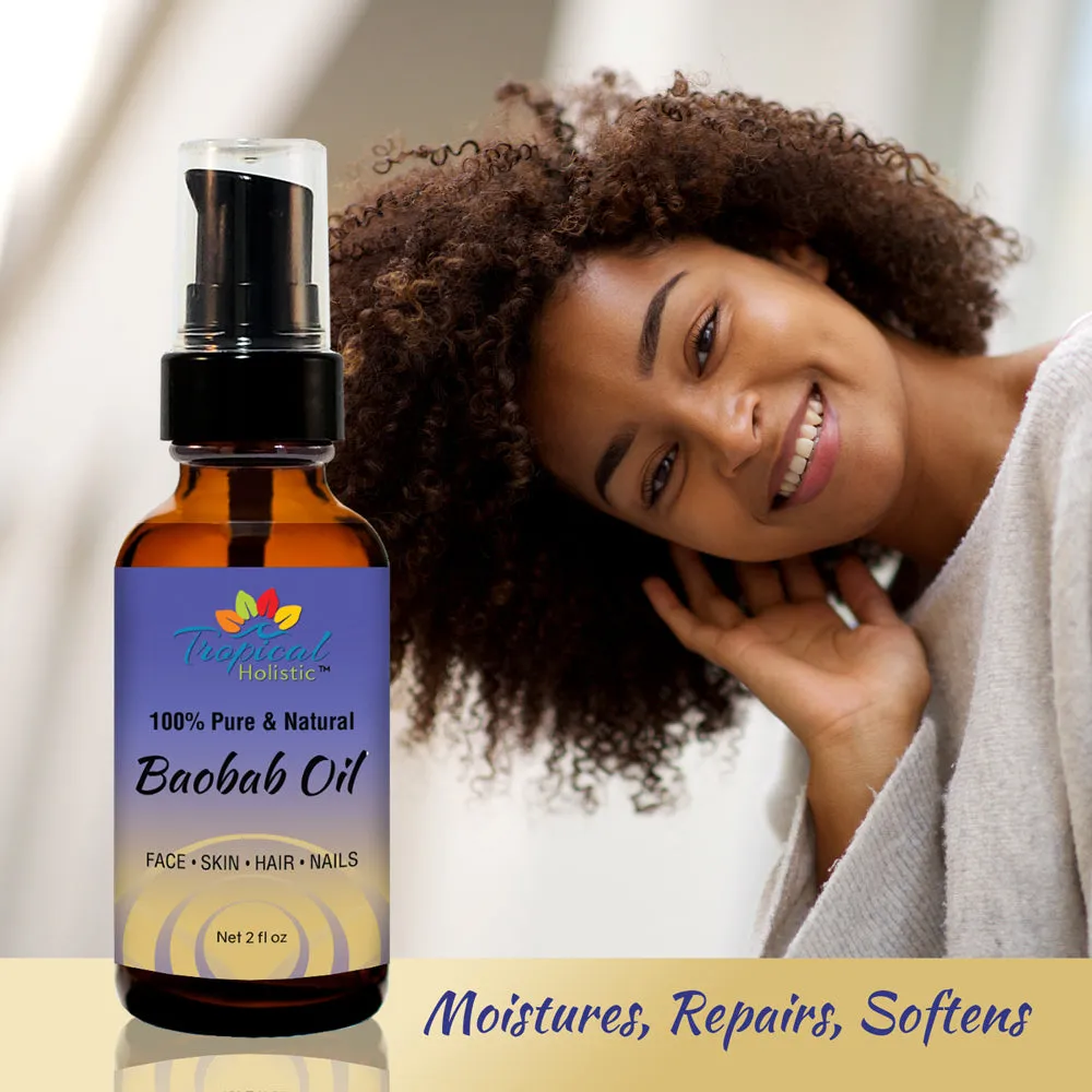 Organic Baobab Oil 2oz – Natural Non-GMO– For Skin, Nails, Hair, Face