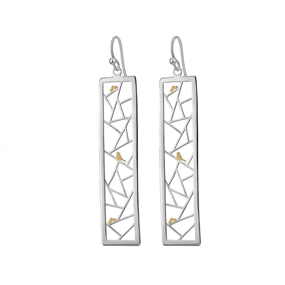 Oriental Element Window Paper-cut Dangle Earrings
