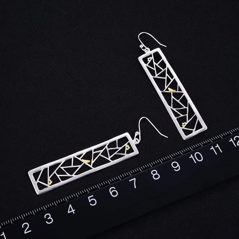 Oriental Element Window Paper-cut Dangle Earrings