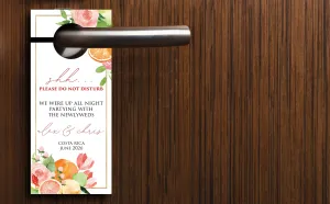Personalized Destination Wedding Door Hangers - Citrus Bouquet