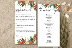 Personalized Wedding Welcome Letter & Itinerary - Tropical