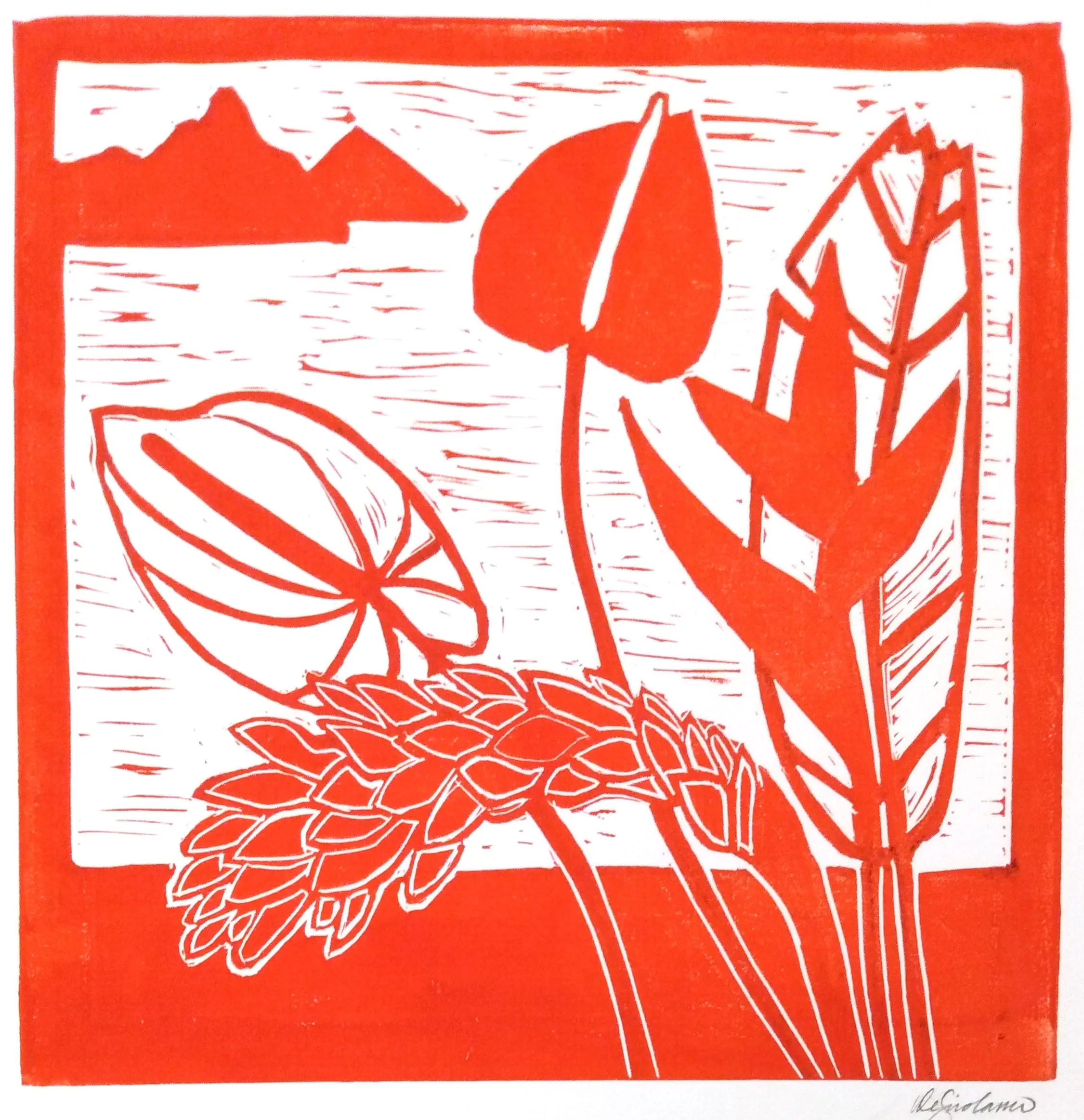 Pia De Girolamo: Tropical Flowers Red