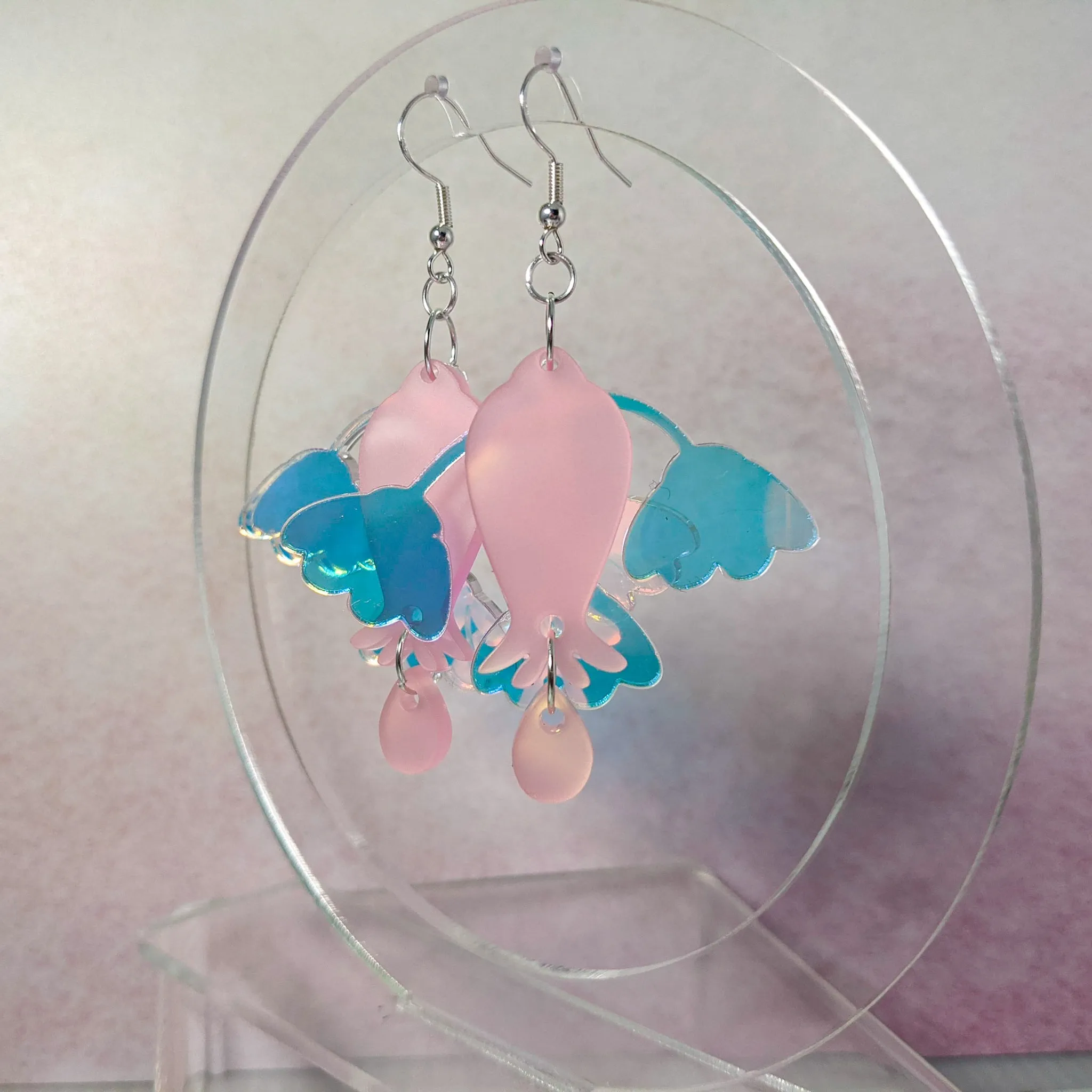Pink Flower Drop Earrings