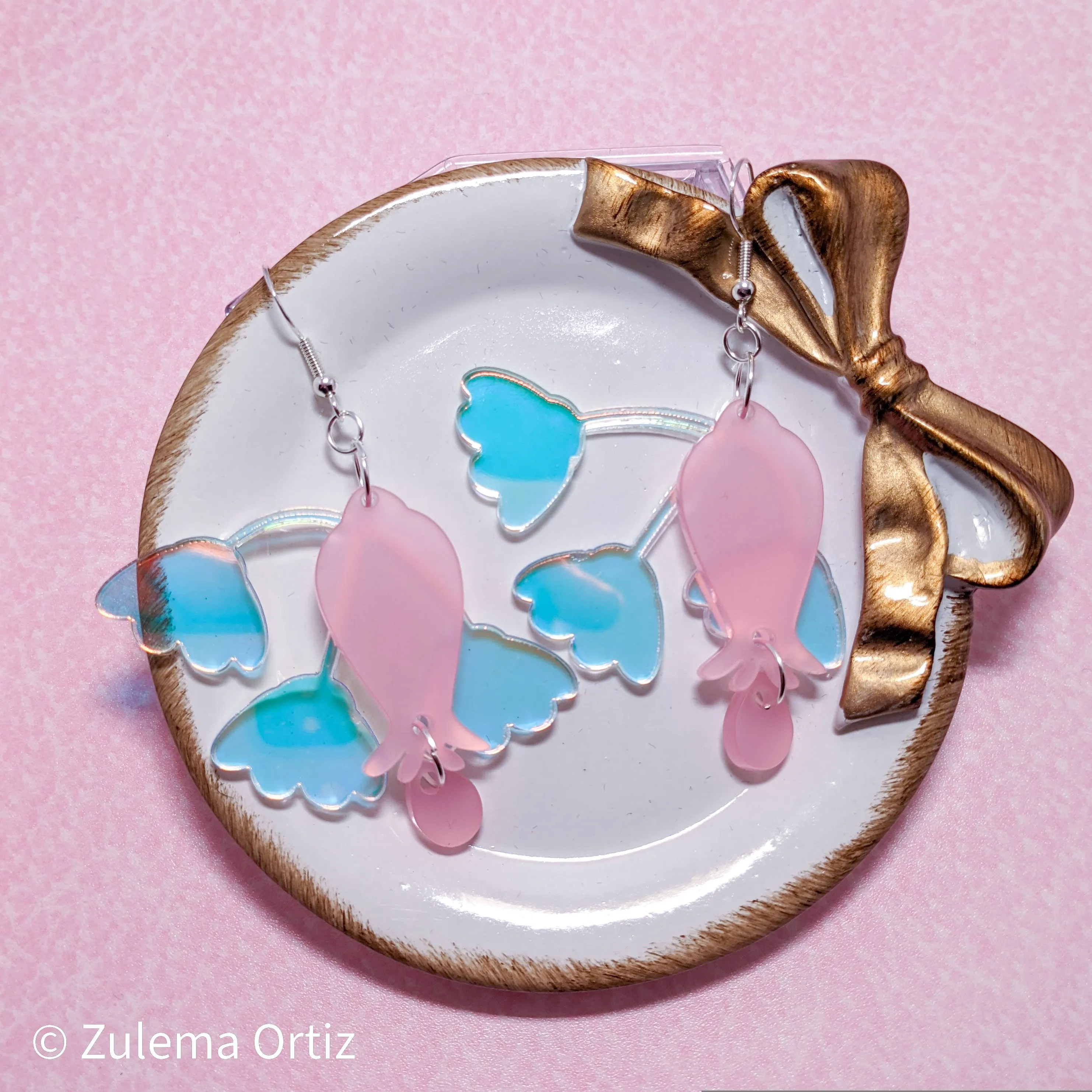 Pink Flower Drop Earrings