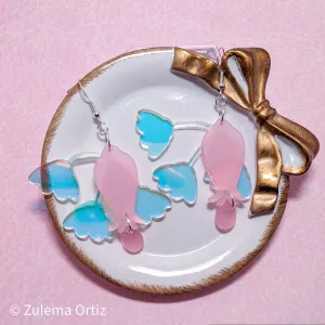 Pink Flower Drop Earrings