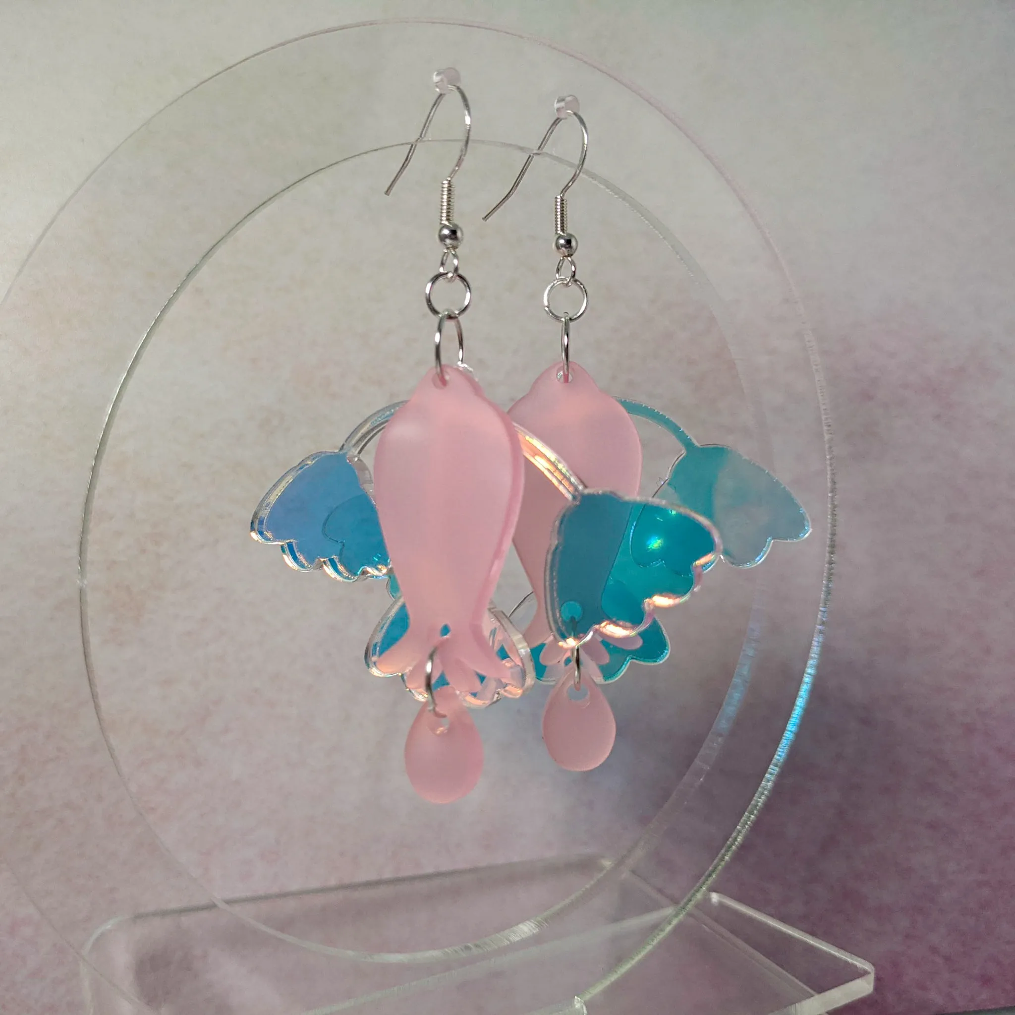 Pink Flower Drop Earrings