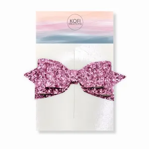 Pink Pepperdine Glitter Hair Bow