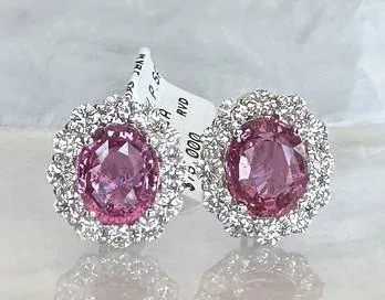 Pink Sapphire and Diamond Earrings