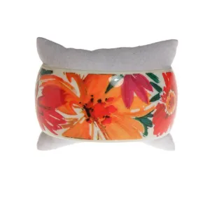 Pink, Yellow, White, Orange, Green Tropical Flower Wide Bangle Bracelet