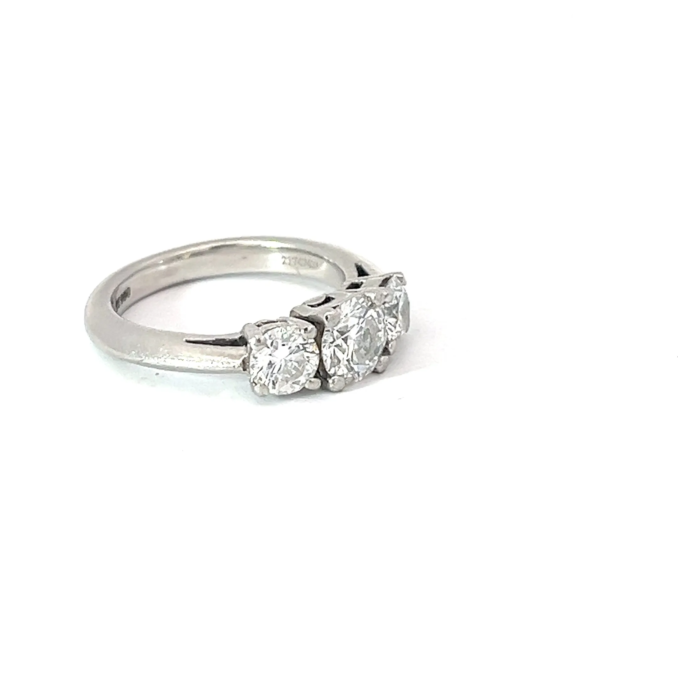 Platinum 1ct F VS1 (3) Round Diamond Wedding Band Design by Tiffany & CO. 5.5gram Size 3.5