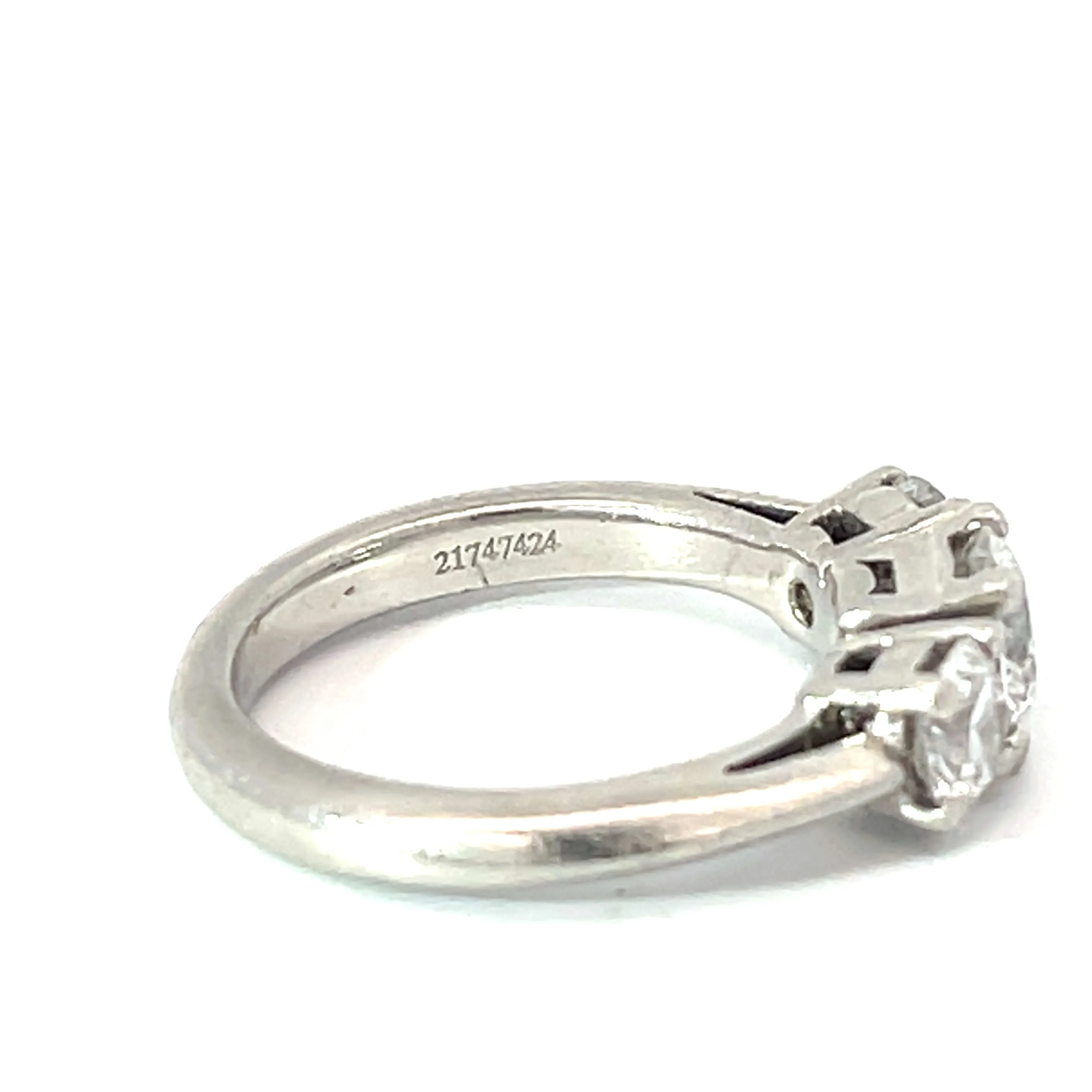 Platinum 1ct F VS1 (3) Round Diamond Wedding Band Design by Tiffany & CO. 5.5gram Size 3.5