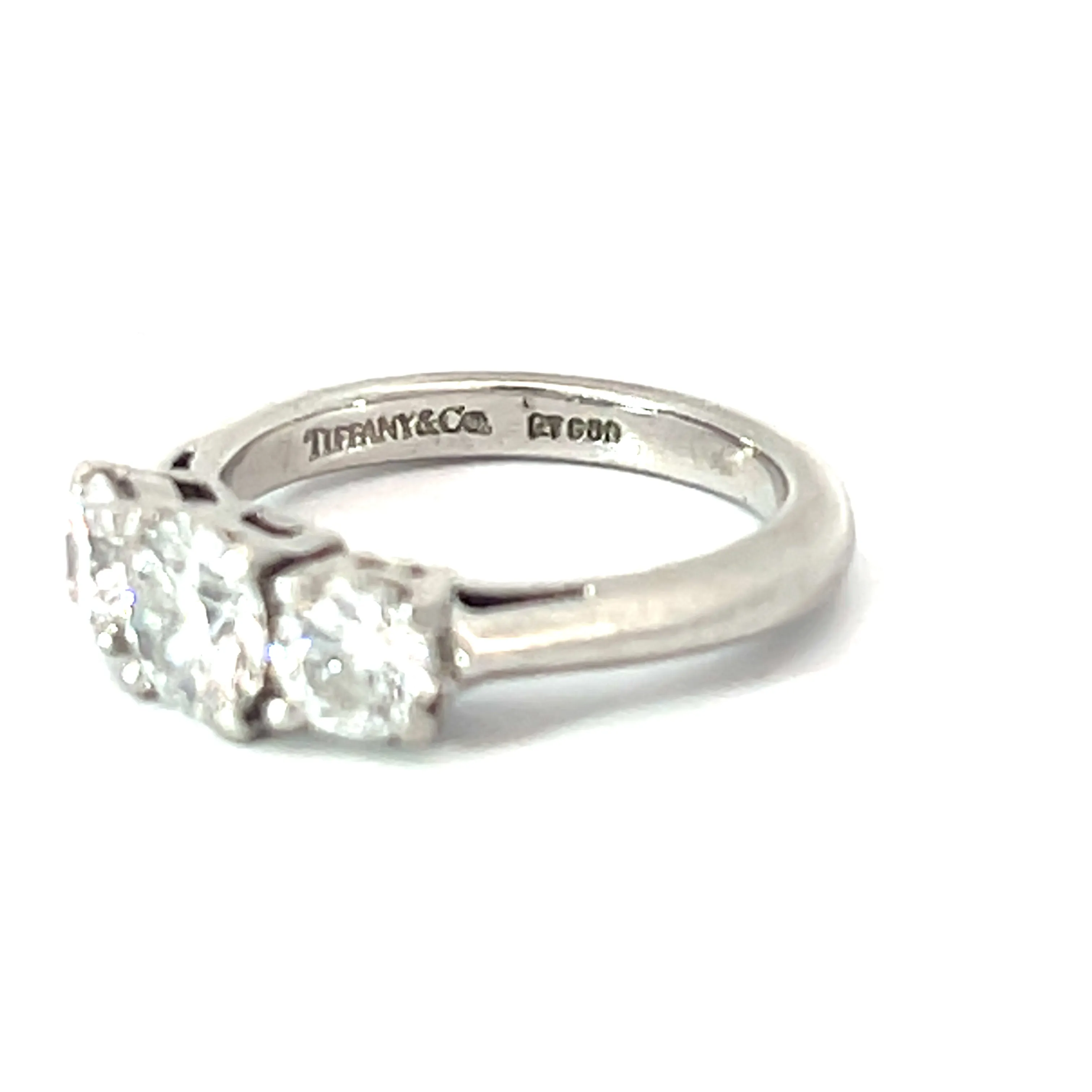 Platinum 1ct F VS1 (3) Round Diamond Wedding Band Design by Tiffany & CO. 5.5gram Size 3.5