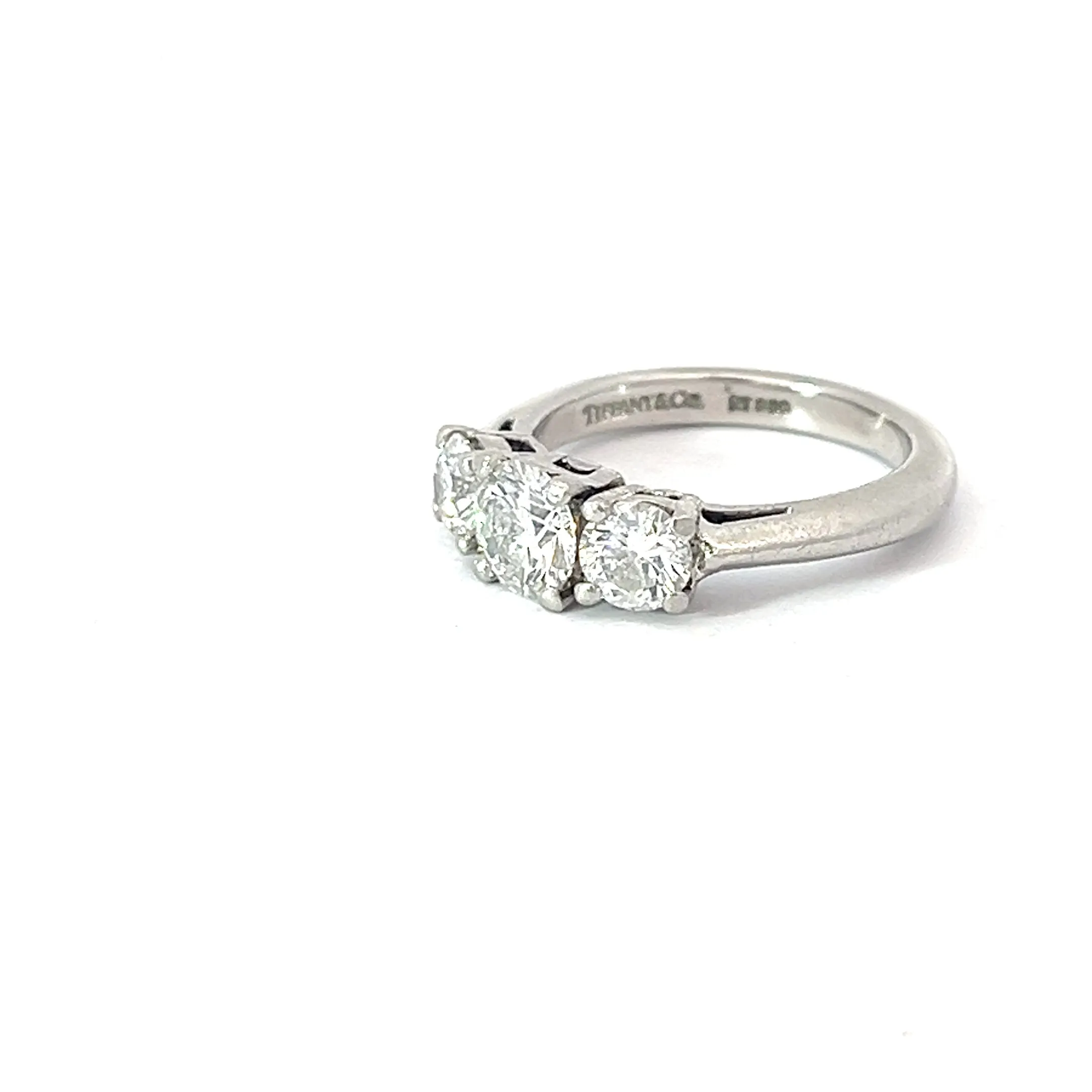 Platinum 1ct F VS1 (3) Round Diamond Wedding Band Design by Tiffany & CO. 5.5gram Size 3.5