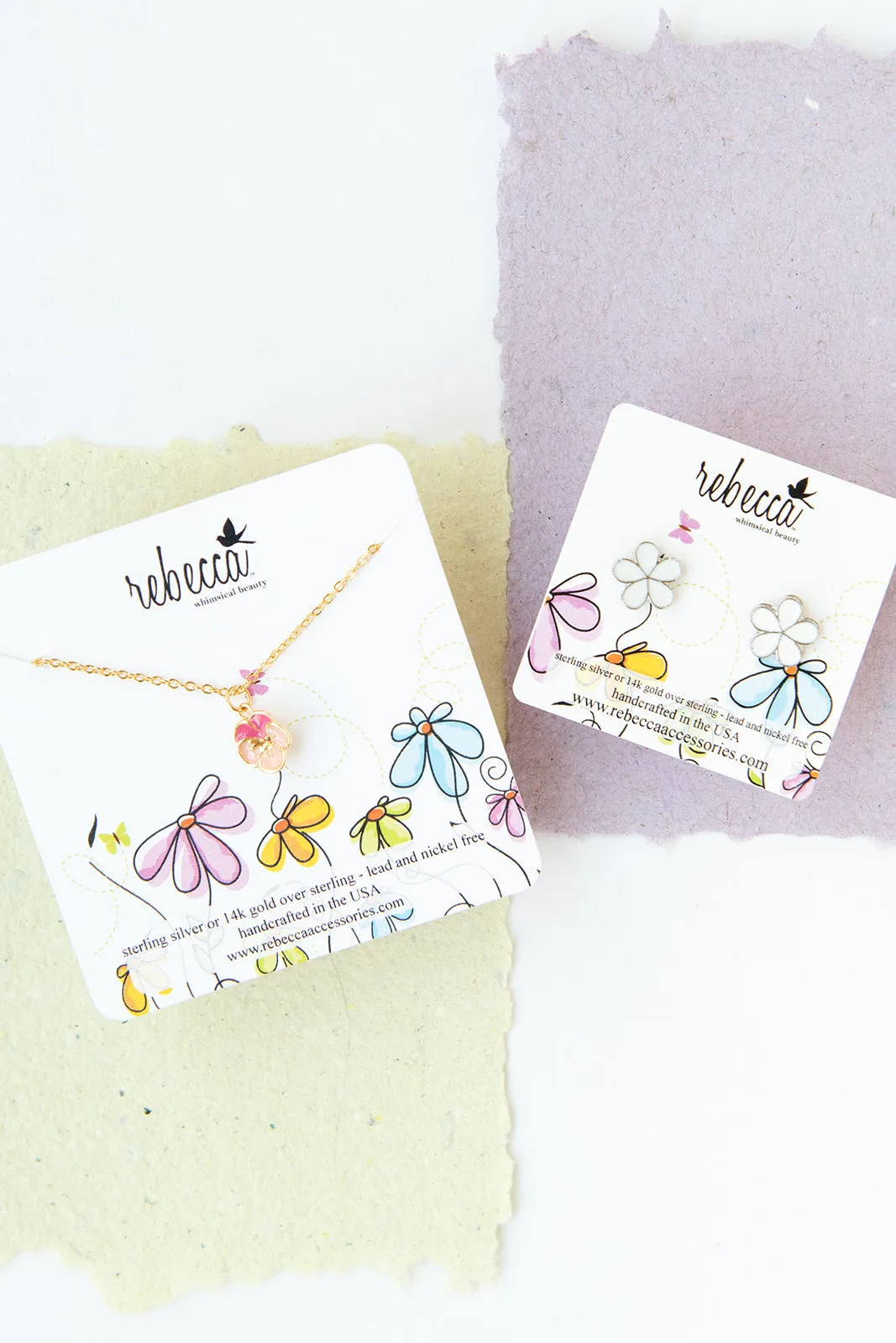 Plumeria Pink Enamel Flower Charm Necklace Children’s