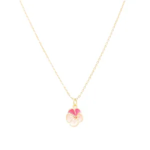 Plumeria Pink Enamel Flower Charm Necklace Children’s