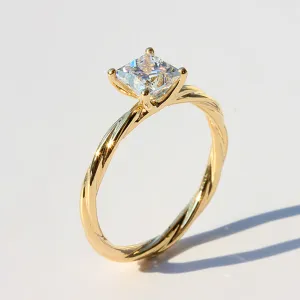 Princess Cut GIA Diamond Twist Engagement Ring