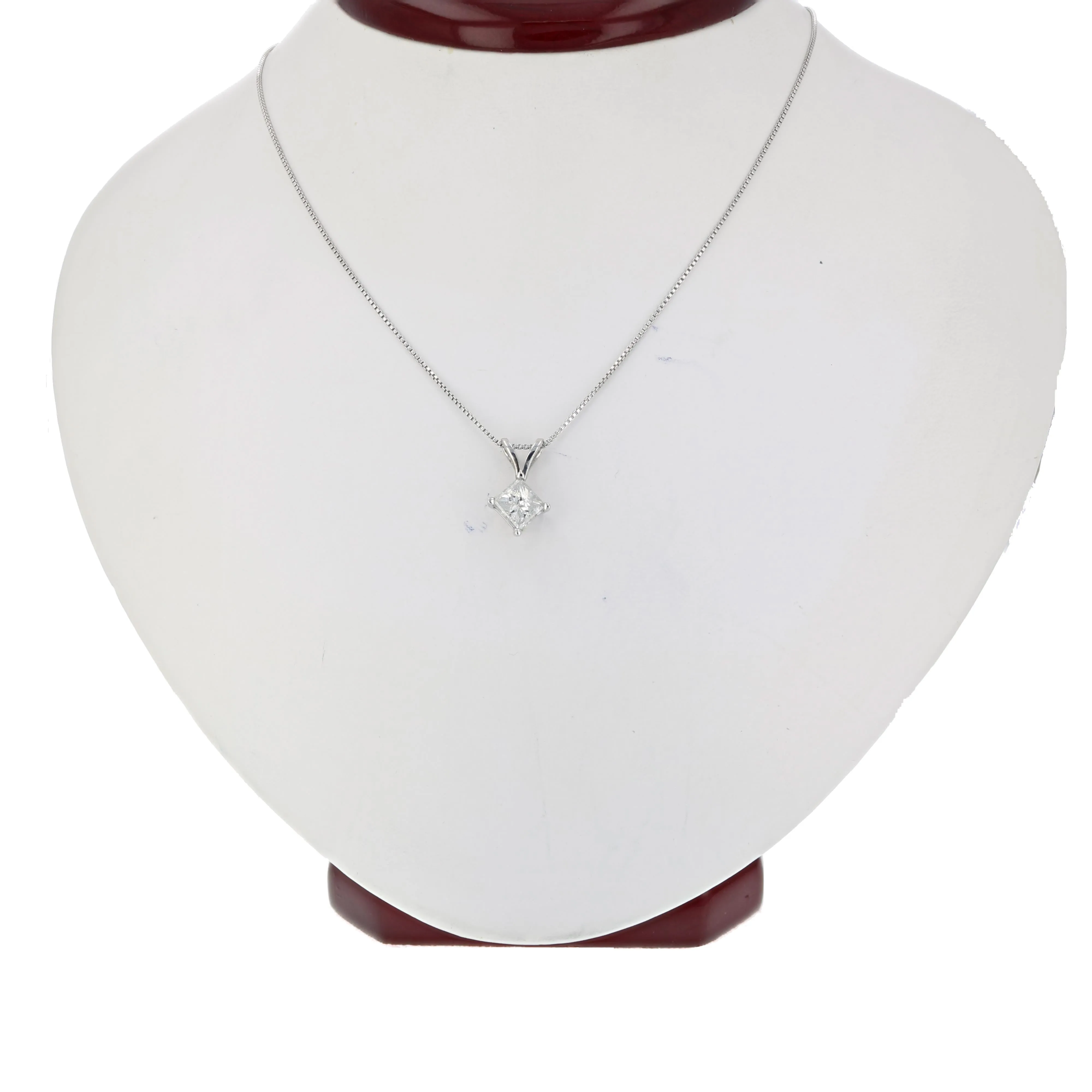 Princess Diamond Solitaire Pendant Necklace in 14K White Gold