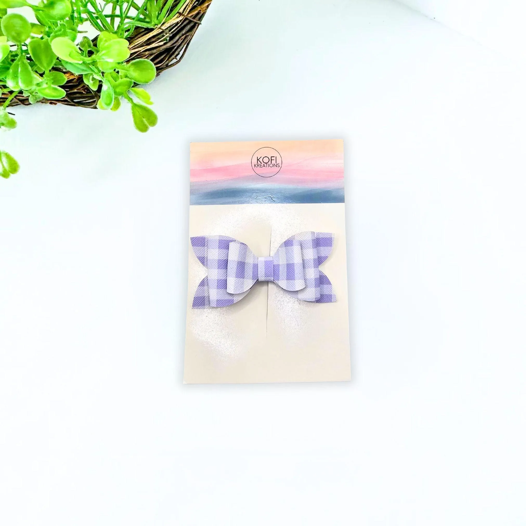 Purple Plaid Hair Bow