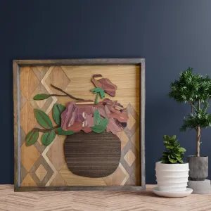 "I Can Buy My Own Flowers" Laser Cut Wood Inlay Wall Art