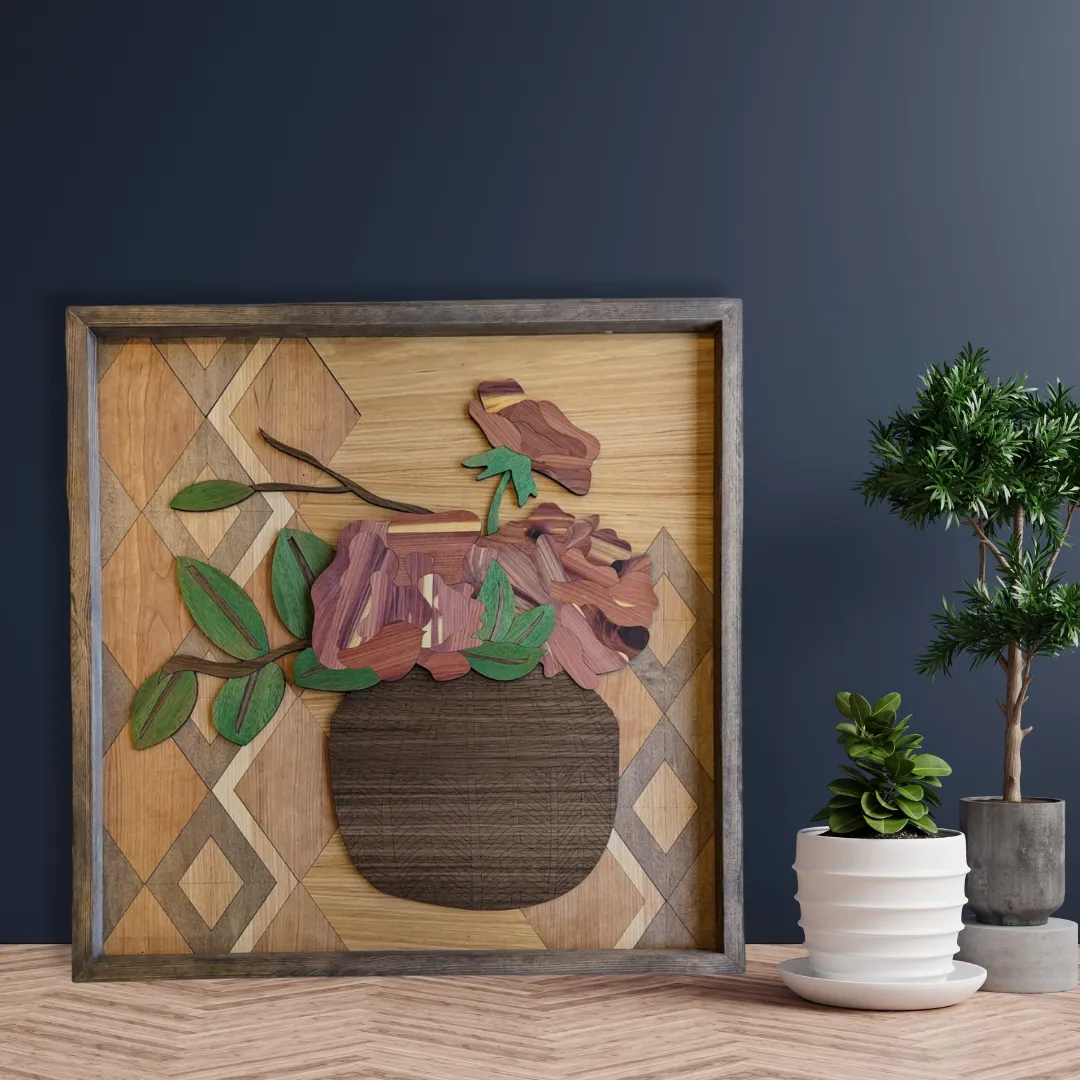 "I Can Buy My Own Flowers" Laser Cut Wood Inlay Wall Art