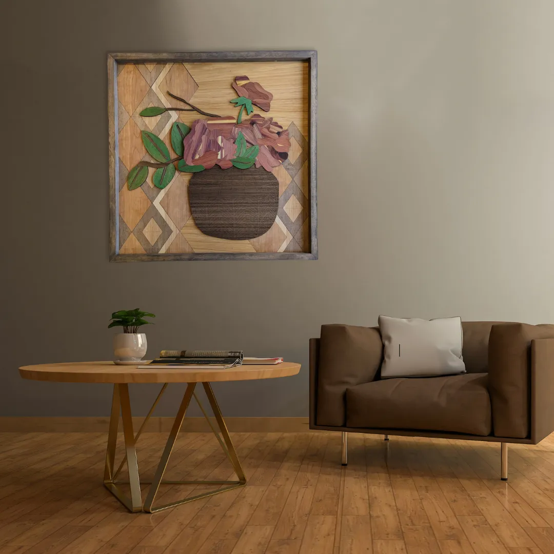 "I Can Buy My Own Flowers" Laser Cut Wood Inlay Wall Art