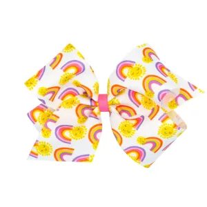 Rainbow California Dreamin' Print Hair Bow on Clippie
