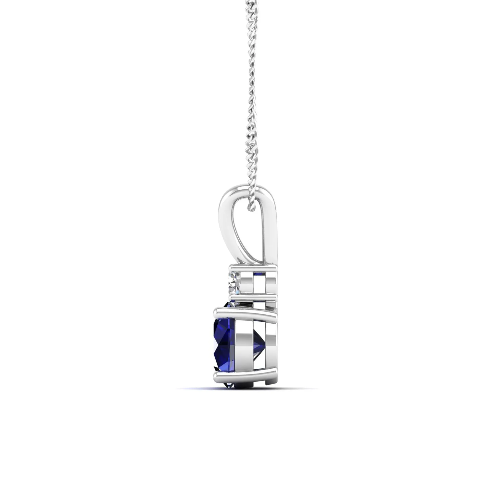 Round Sapphire and Diamond Pendant