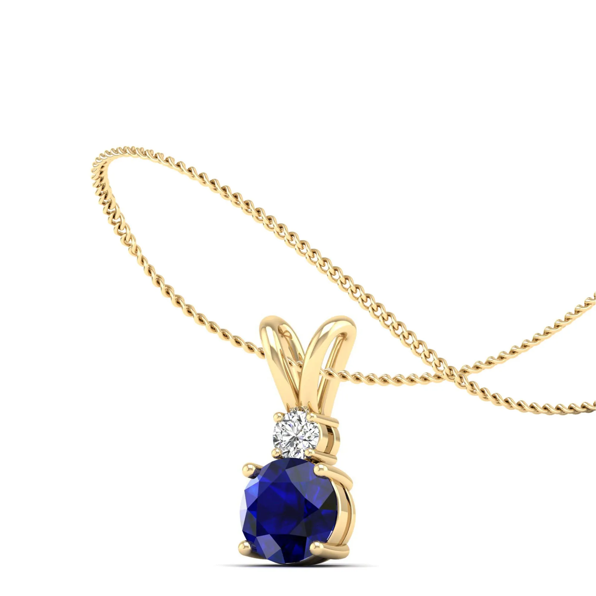 Round Sapphire and Diamond Pendant