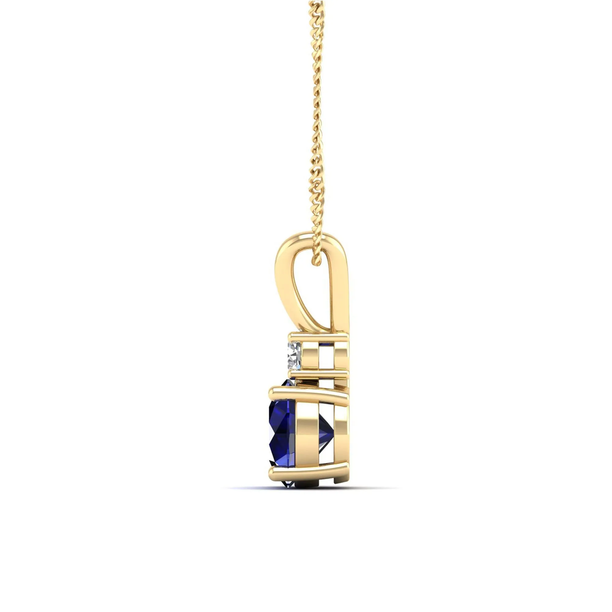 Round Sapphire and Diamond Pendant