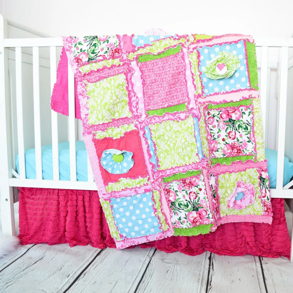 Ruffle Flower Rag Quilt Pattern for Baby Girl