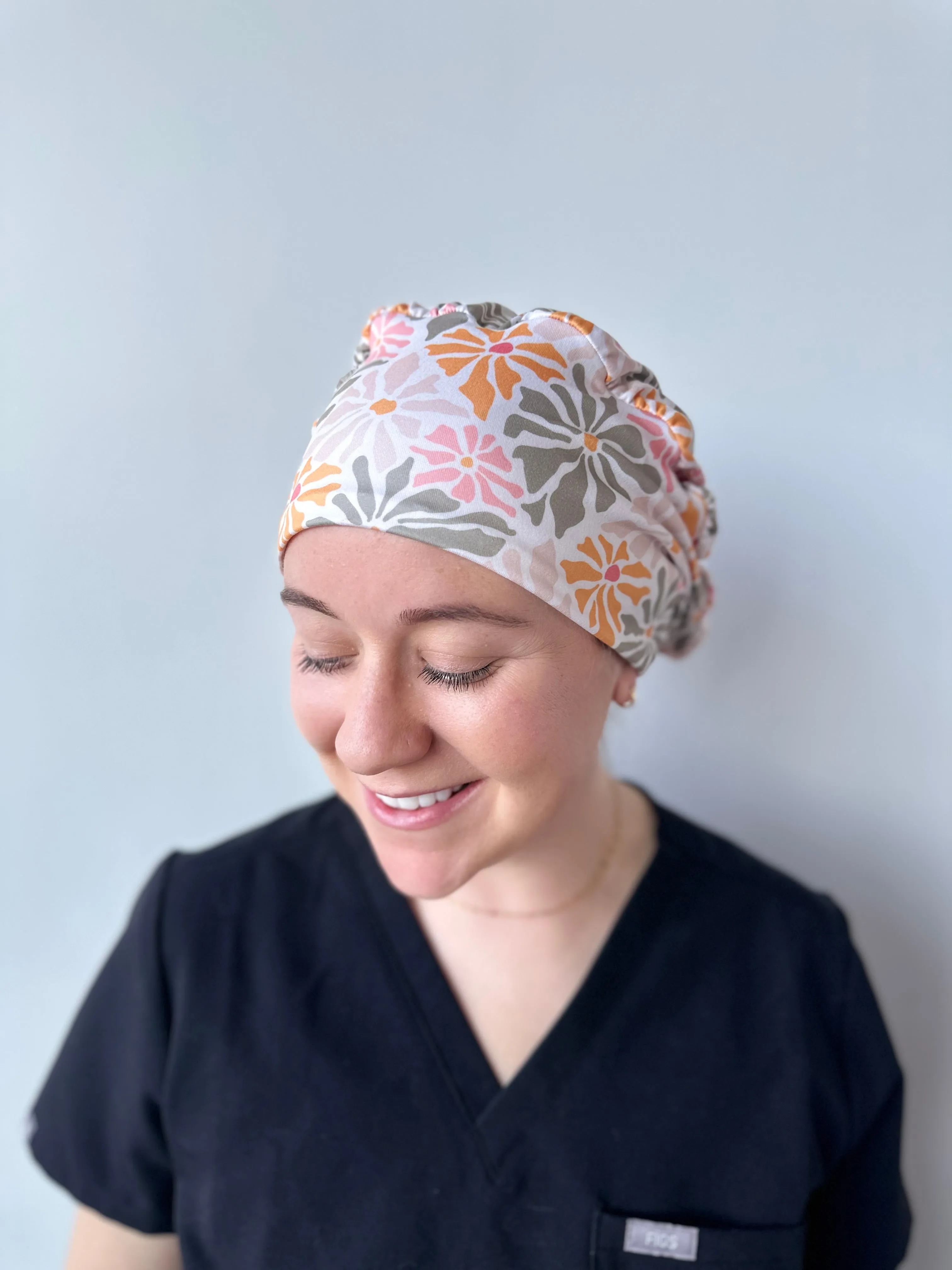 Scrub Hat - Fall Abstract Flowers
