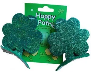 Shamrock Glitter Hair Clips
