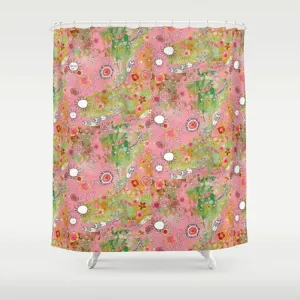 Shower Curtain 'Pink Feathers, Flowers, Showers'