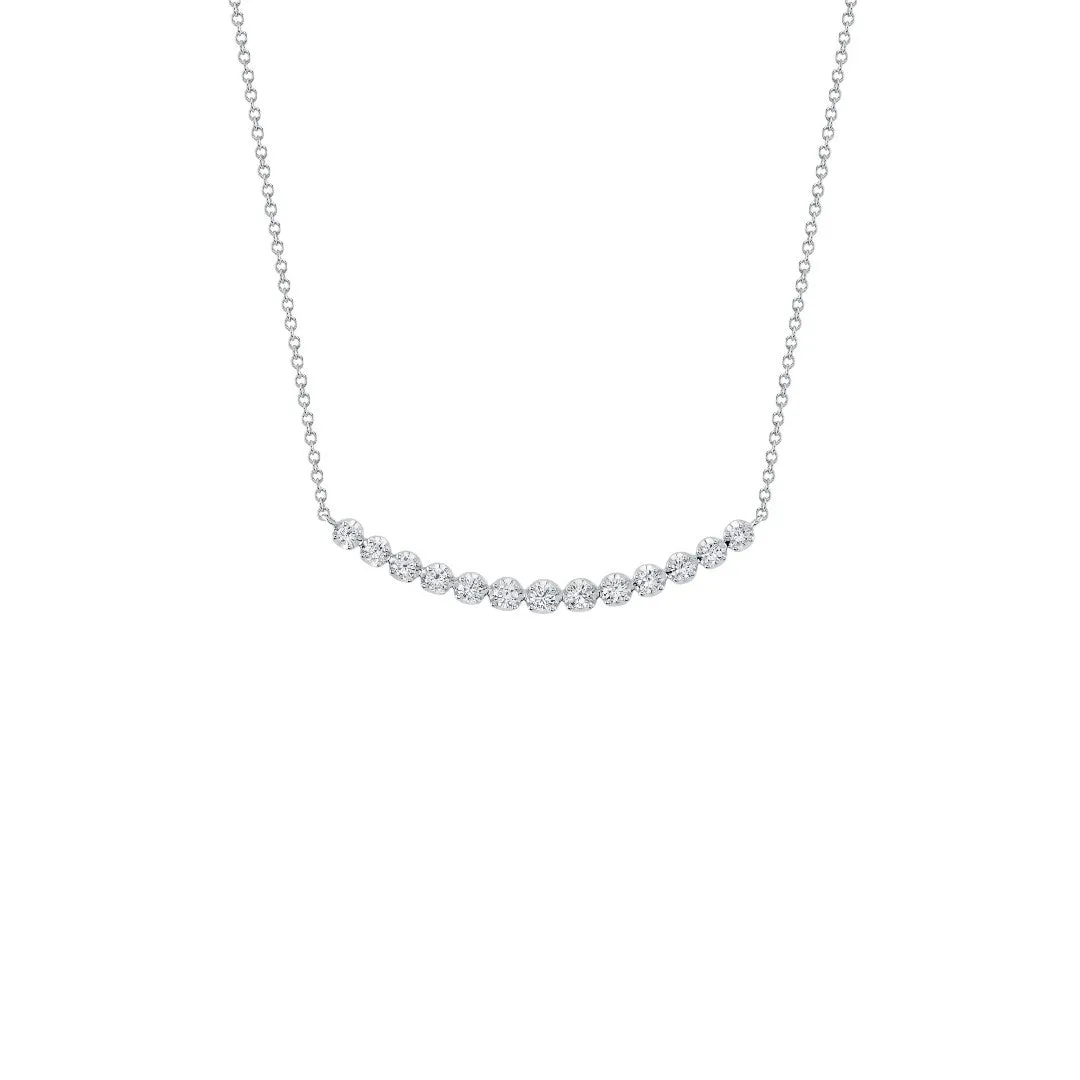 Shy Creation Diamond Crown Setting Bar Necklace