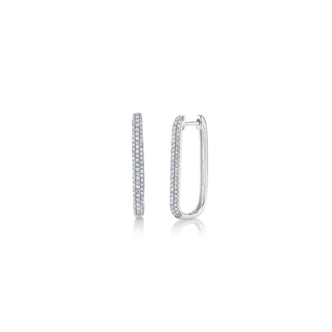 Shy Creation Oval Diamond Hoops