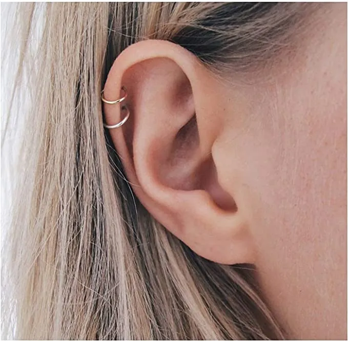 Silver Gold 4Pcs 925 Sterling Silver Cuff Earring