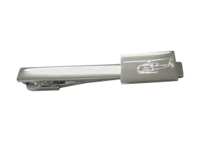 Silver Toned Etched Simple Helicopter Square Tie Clip