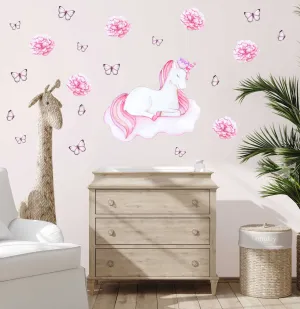 Single Unicorn Australian Design Hand Painted Peel & Stick, Removable Wall Decal. Nursery, Kids Playroom, Kids Teens Bedroom