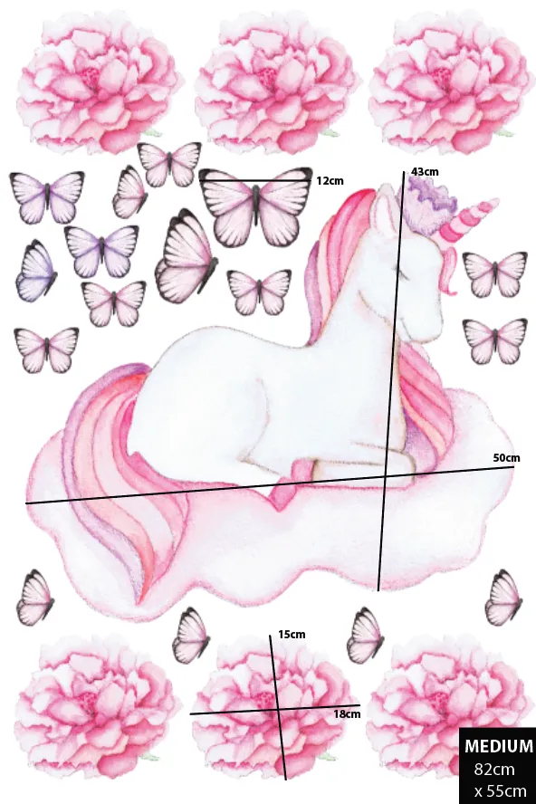Single Unicorn Australian Design Hand Painted Peel & Stick, Removable Wall Decal. Nursery, Kids Playroom, Kids Teens Bedroom