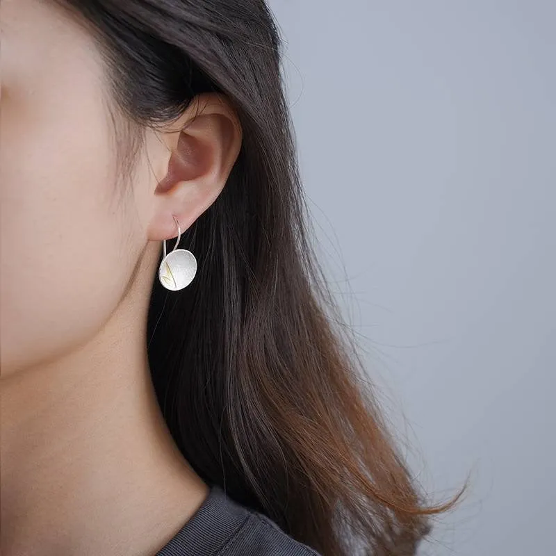 Small Bamboo Leaves Round Dangle Earrings
