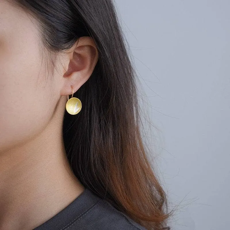 Small Bamboo Leaves Round Dangle Earrings