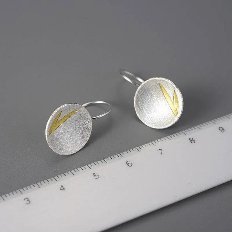 Small Bamboo Leaves Round Dangle Earrings