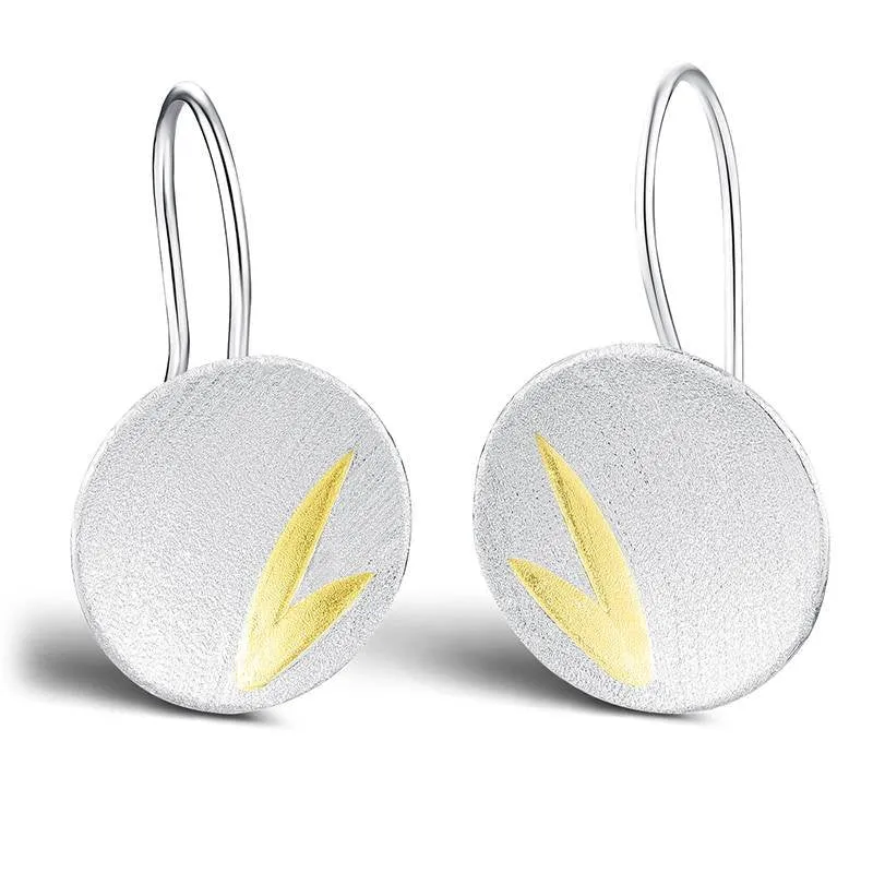 Small Bamboo Leaves Round Dangle Earrings