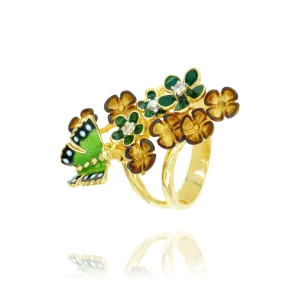 Sparkling Enamel Blossom Ring